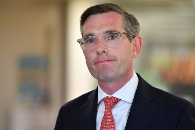 NSW Treasurer Dominic Perrottet speaks to the media at the Australian Theatre for Young People in Sydney, Wednesday, May 6, 2020. (AAP Image/Joel Carrett) NO ARCHIVING